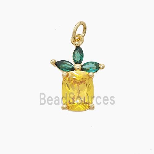 Copper Pineapple Pendant Pave Zirconia Gold Plated