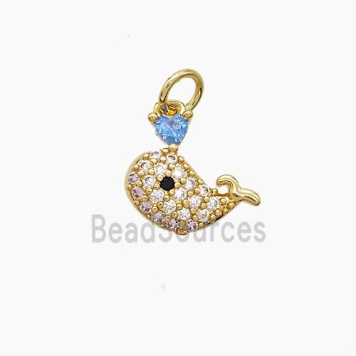 Copper Dolphin Pendant Pave Zirconia Gold Plated