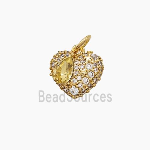 Copper Heart Pendant Pave Zirconia Gold Plated