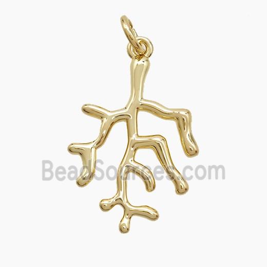 Coral Branch Charms Copper Pendant Gold Plated