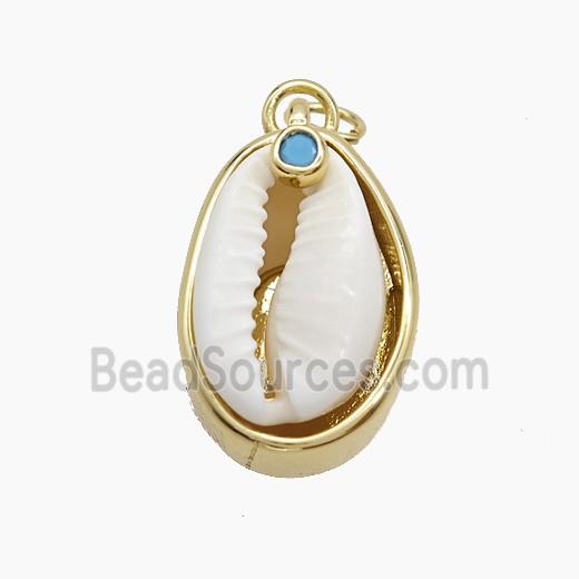 Copper Pendant Pave Conch Shell Gold Plated