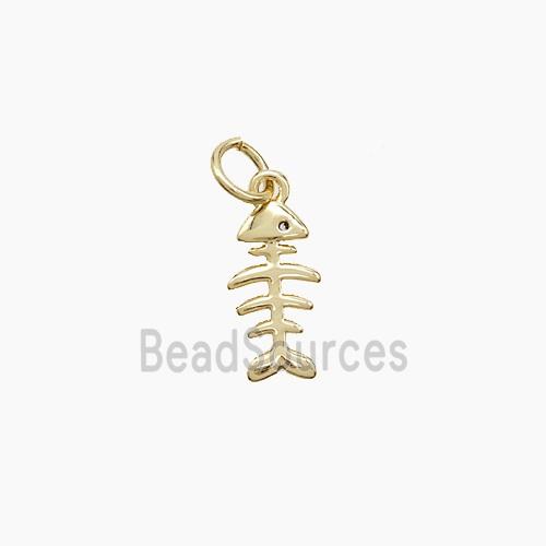 Copper Fish Bone Pendant Gold Plated