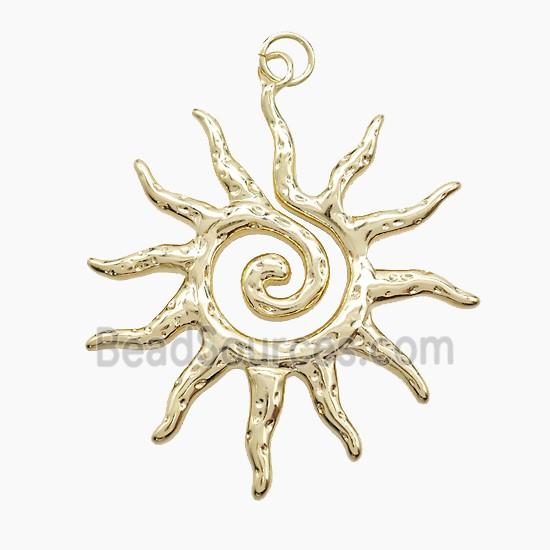 Copper Sun Pendant Hammered Gold Plated