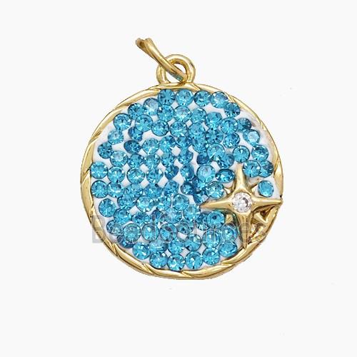 Copper Sun Pendant Pave Zirconia Star Gold Plated