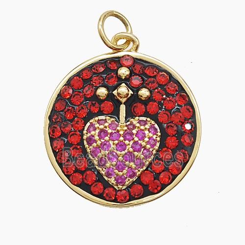 Copper Sun Pendant Pave Zirconia Heart Gold Plated