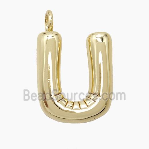 Copper Letter-U Pendant Gold Plated