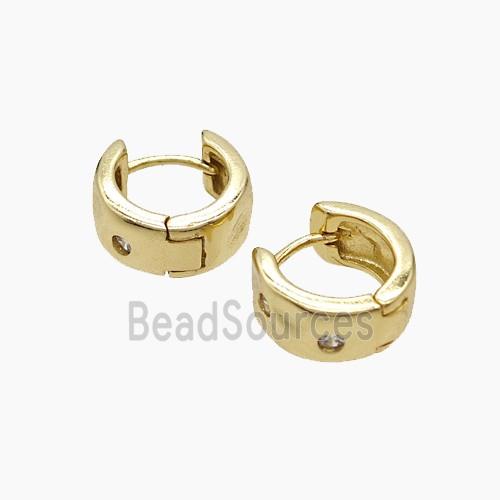 Copper Hoop Earrings Pave Zirconia Gold Plated