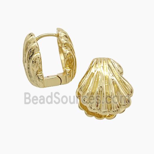 Copper Scallop Shell Latchback Earrings Gold Plated