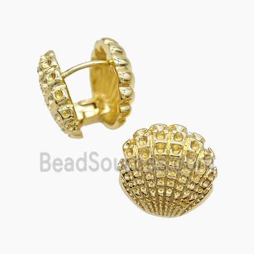 Copper Scallop Shell Latchback Earrings Gold Plated