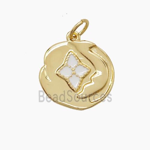 Copper Loach Pendant Star White Enamel Gold Plated