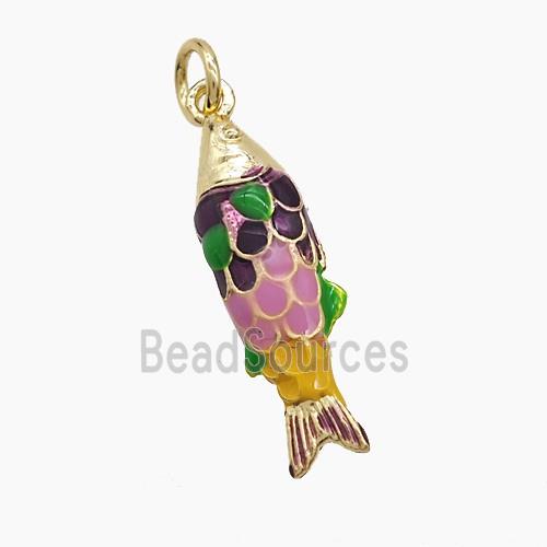 Copper Fish Pendant Multicolor Enamel Gold Plated