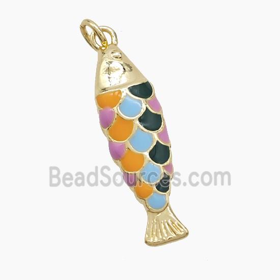 Copper Fish Pendant Multicolor Enamel Gold Plated