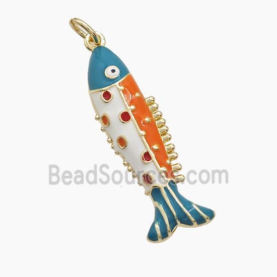 Copper Fish Pendant Multicolor Enamel Gold Plated