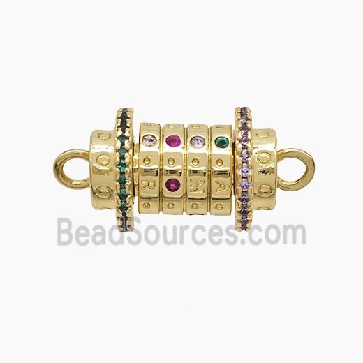Copper Tube Connector Pave Zirconia Gold Plated