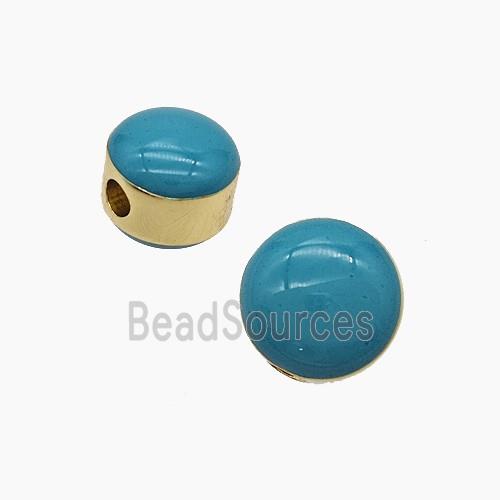 Copper Button Beads Blue Enamel Gold Plated