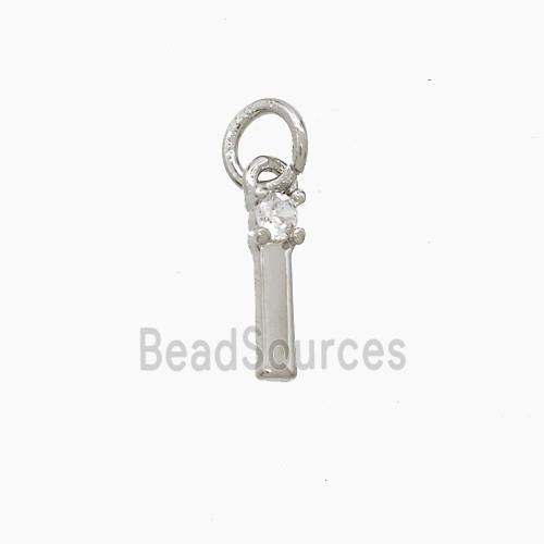 Copper Letter-I Pendant Pave Zirconia Platinum Plated