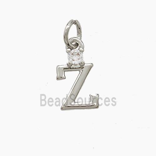Copper Letter-Z Pendant Pave Zirconia Platinum Plated