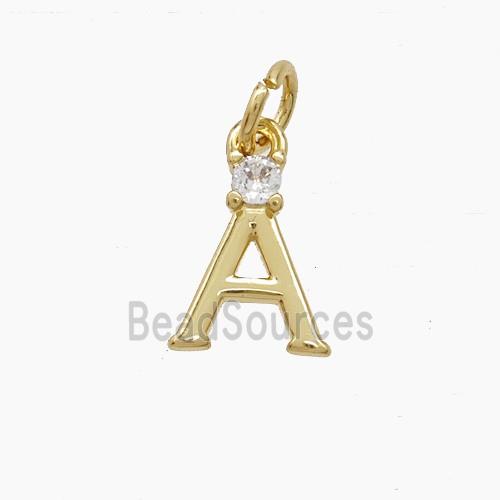 Copper Letter-A Pendant Pave Zirconia Gold Plated