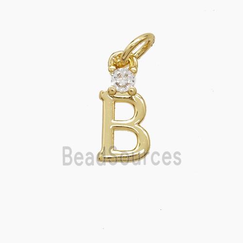 Copper Letter-B Pendant Pave Zirconia Gold Plated