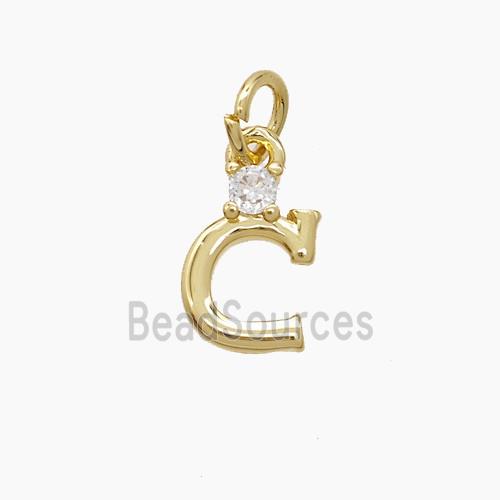 Copper Letter-C Pendant Pave Zirconia Gold Plated