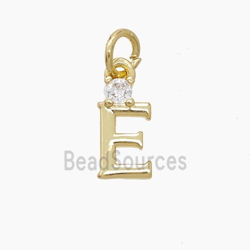 Copper Letter-E Pendant Pave Zirconia Gold Plated