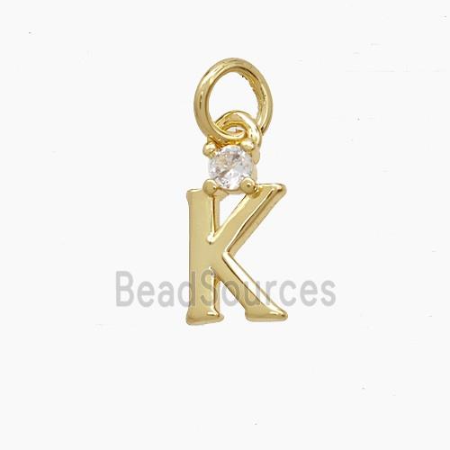 Copper Letter-K Pendant Pave Zirconia Gold Plated