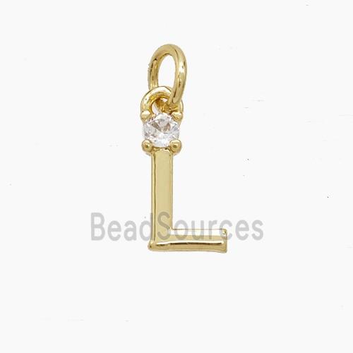 Copper Letter-L Pendant Pave Zirconia Gold Plated