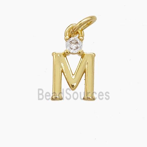 Copper Letter-M Pendant Pave Zirconia Gold Plated