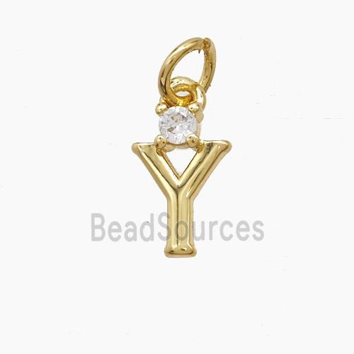 Copper Letter-Y Pendant Pave Zirconia Gold Plated