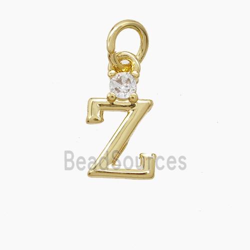 Copper Letter-Z Pendant Pave Zirconia Gold Plated