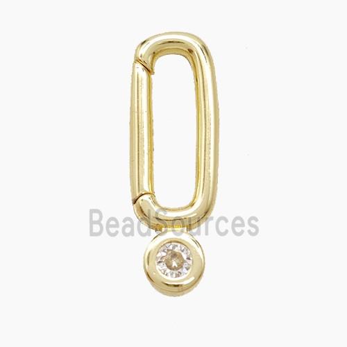 Copper Carabiner Clasp Pendant Pave Zirconia Gold Plated
