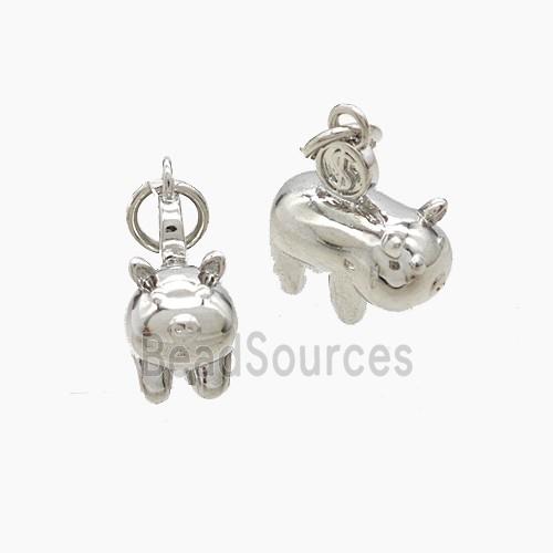 Copper Pig Pendant Platinum Plated