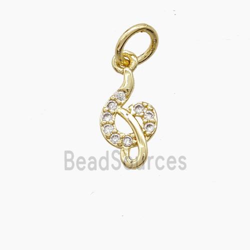 Copper Hook Pendant Pave Zirconia Gold Plated