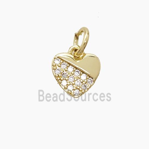 Copper Heart Pendant Pave Zirconia Gold Plated