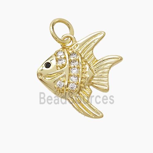 Copper Fish Pendant Pave Zirconia Gold Plated