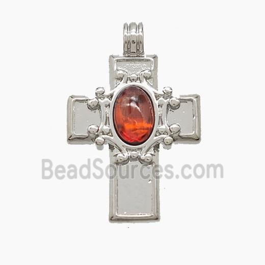 Copper Cross Pendant Pave Crystal Glass Platinum Plated