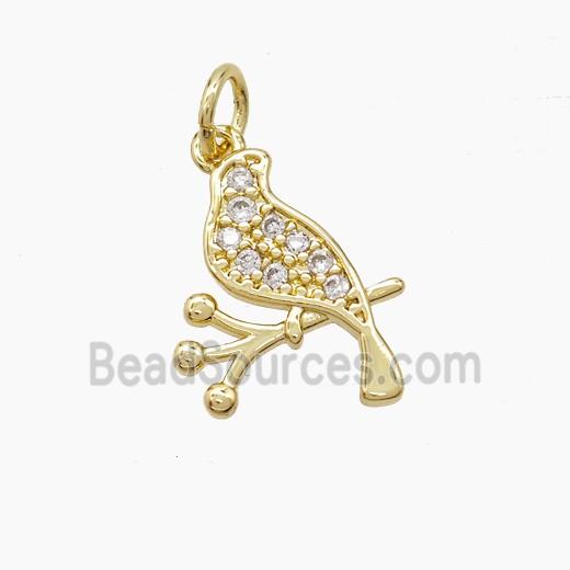 Copper Birds Pendant Pave Zirconia Gold Plated