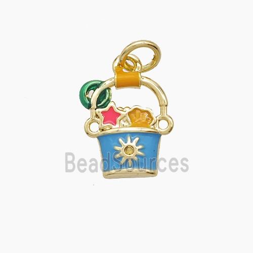 Copper Bucket Pendant Enamel Gold Plated