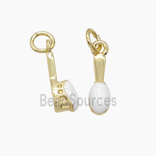 Copper Toothbrush Pendant White Enamel Gold Plated