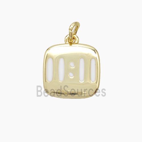 Copper Numbers Pendant Double Eleven 11 White Enamel Gold Plated