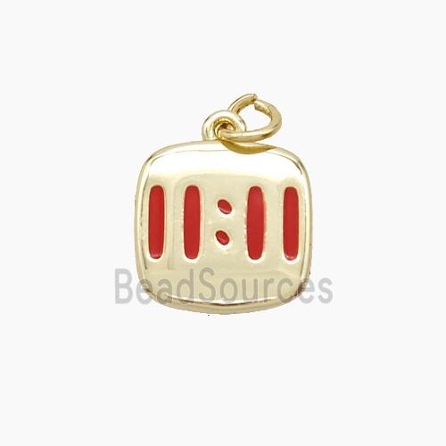Copper Numbers Pendant Double Eleven 11 Red Enamel Gold Plated