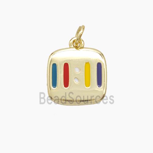 Copper Numbers Pendant Double Eleven 11 Multicolor Enamel Gold Plated
