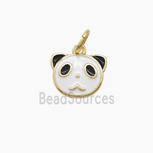 Copper Panda Pendant White Black Enamel Gold Plated