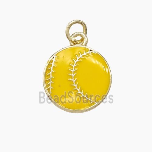 American Football Charms Copper Rugby Pendant Yellow Enamel Sport Gold Plated