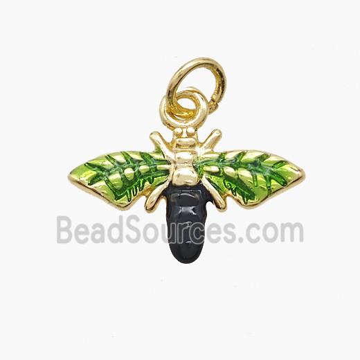 Copper Honeybee Pendant Green Painted Gold Plated