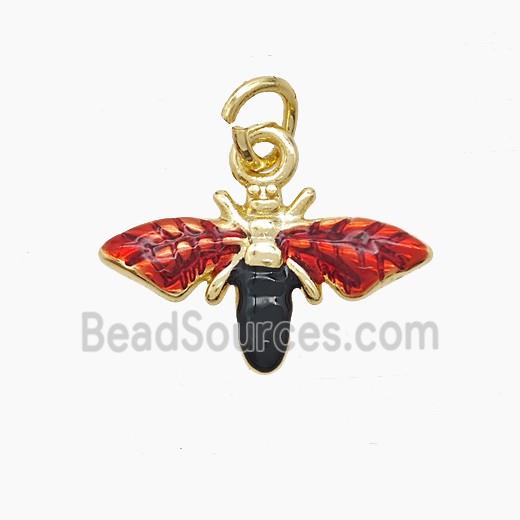 Copper Honeybee Pendant Red Painted Gold Plated