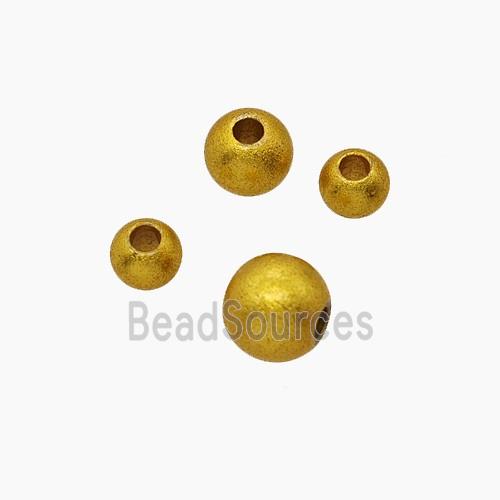 Zinc Alloy Round Beads Corrugated Gold Plated