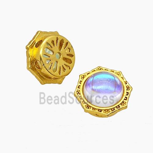 Copper Polygon Beads Pave Resin Gold Plated