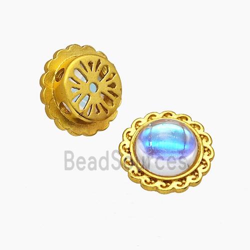 Copper Circle Beads Pave Resin Gold Plated