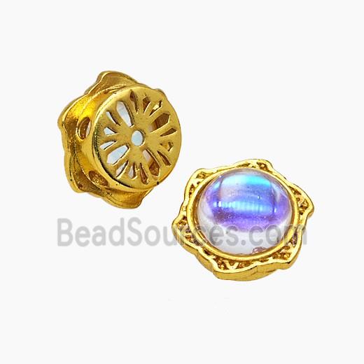 Copper Hexagon Beads Pave Resin Gold Plated